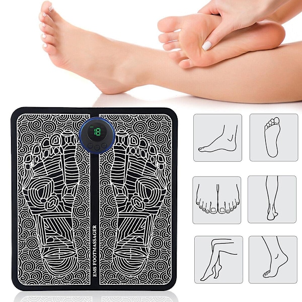 Elektrisk Ems Fodmassager Benformende Pude Fødder Muskelstimulator Måtte Usa Kit