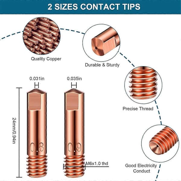 50 stk. Flux Core Gasless Dysetips Kit, Mig Svejsningstilbehør