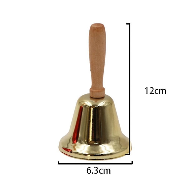 Superhög solid handklocka i trä med handtag, julhandklocka