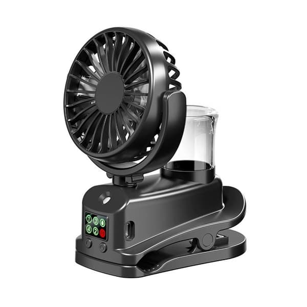 Clip-on Tågeventilator - USB - Bærbar - Håndholdt og Bordmodel - Lydløs - Sort