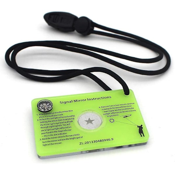 Signal Mirror Survival Reflective Mirror, utomhus Survival Signal Mirror, vattentät Reflective Signal Mirror med kompasshalsband