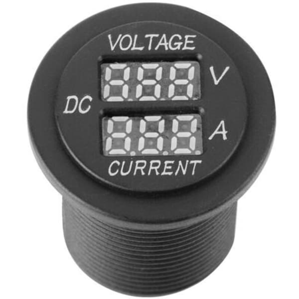 Jeffergarden Digital LED Voltmeter Ammeter Rund Måler Strømmåler til Bil, Båd, Motorcykel
