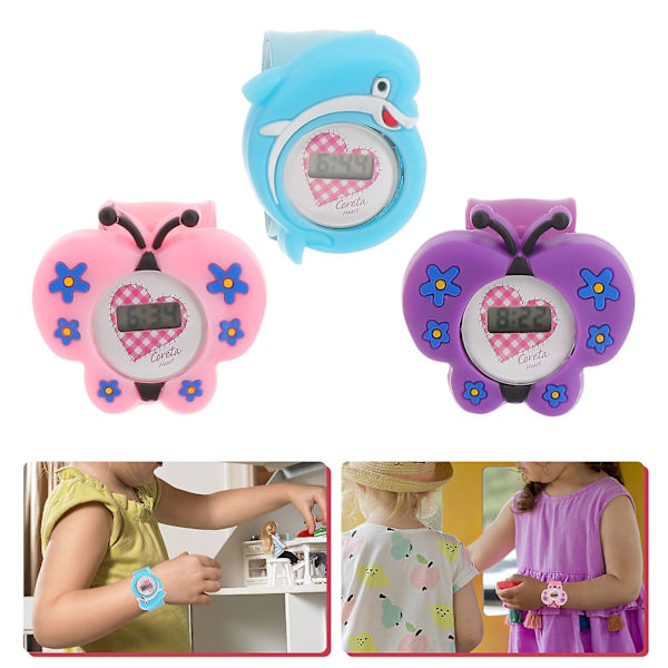 3-pack Barnklockor med tecknad film Armbandsur Klappklocka Present till studenter