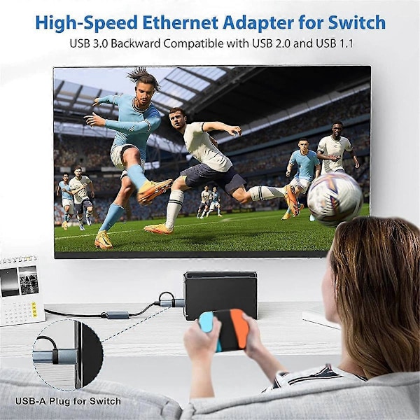 USB 3.0 til Ethernet-adapter med USB C til RJ45 Gigabit LAN 1000 Mbps kablet nettverk, nettverksadapter