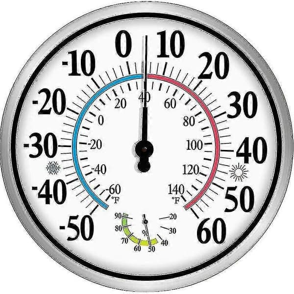 VELAMP Termometro Analogico 40cm – Plastica Resistente – Per Interni/Esterni, Giardino, Cucina – Scala Da -40 A +50°C – Bianco