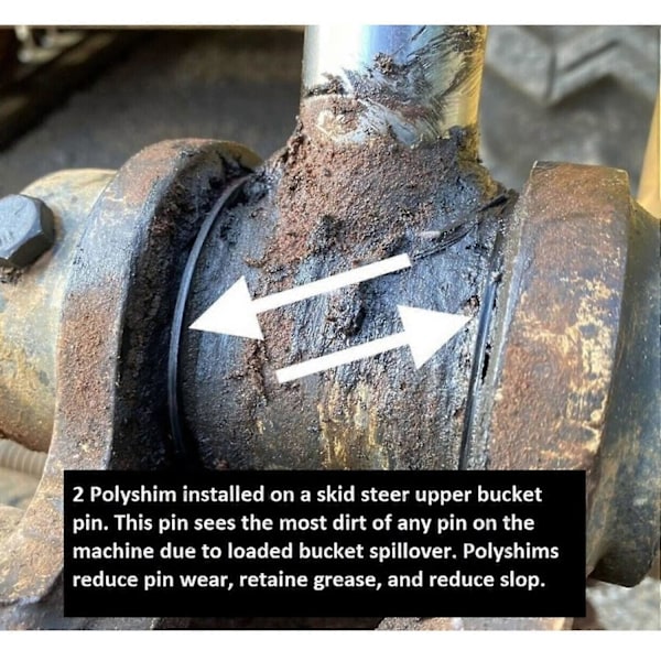 10 stk. 80 mm bøttebolt-shimsæt Øger smøreintervaller Støvtæt ingeniørplastik Udskiftning