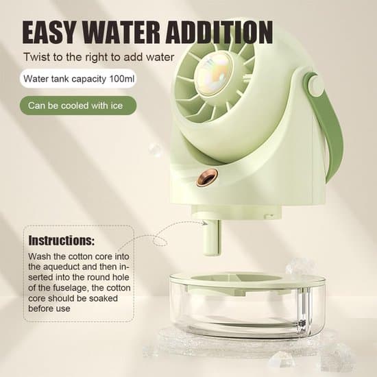 Ventilator - Bordventilator, støjsvag, velegnet til kontor, soveværelse og stue (beige)