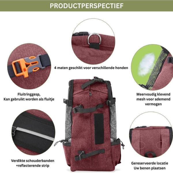 Dog Backpack - Dog Carrier - Dog Bag - Red