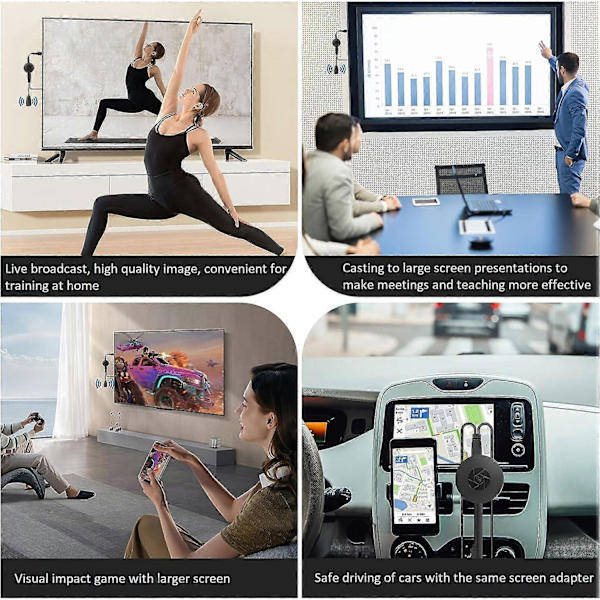 Langaton HDMI-näyttösovitin, Plug and Play 1080P 4K WiFi Langaton Näyttösovitin, Videon ja Äänen Striimaus TV:hen/Projektorille/Näyttöön Tabletilta