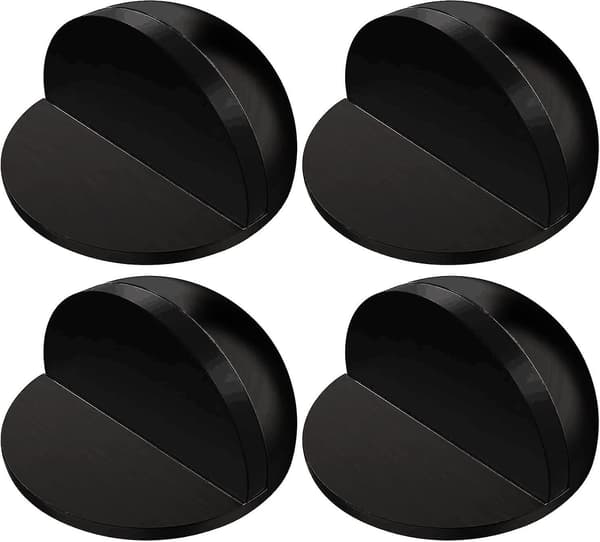 4 stk. dørstopper i rustfrit stål til gulv, oval selvklæbende dørstopper med klæbepuder, ingen grund til at bore, sort