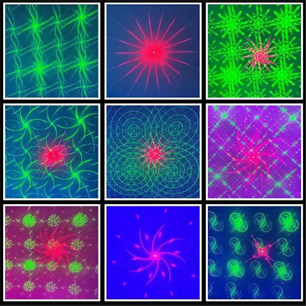 Scenebelysning DJ Disco Laserlys Projektor USB Lampe Bryllup Hjem Jul UV Dekor Scene Ferie Lyd