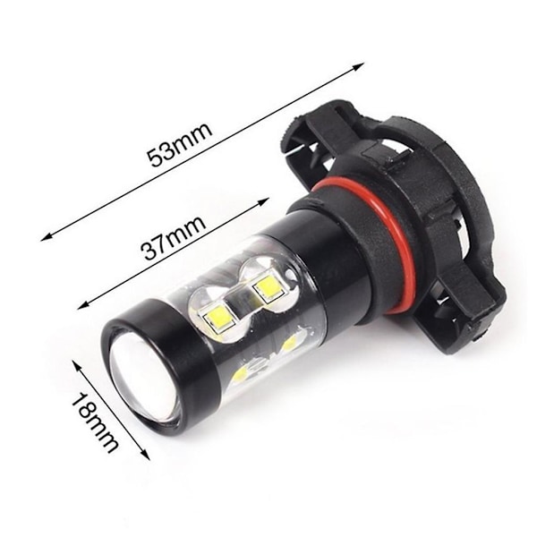 2-pack 6000k 50W Vita H16 Ps24w 5202 Högpresterande LED-Dimljuslampa