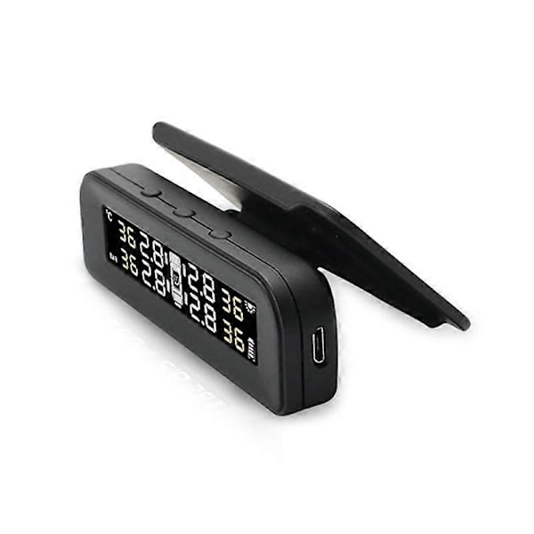 Trådløs Solar TPMS Bil Dæktryk Alarm Overvågningssystem Display Temperatur Advarsel med 4 Eksterne