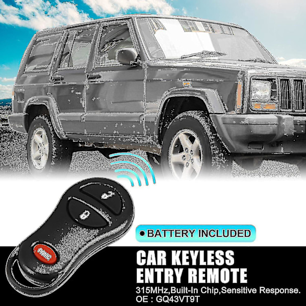 2st 315mhz Gq43vt9t Ersättnings Nyckellös Fjärrkontroll Bilnyckel Fob För Jeep Cherokee 1999-2001 För Jeep Grand Cherokee 1999-2004 3 Knappar - Jxlgv