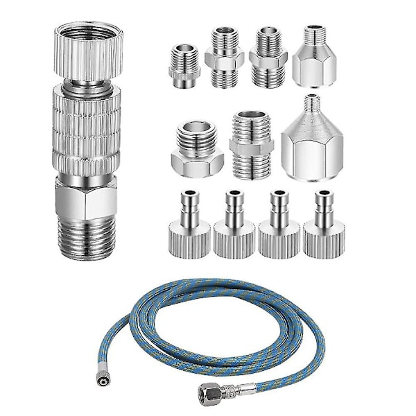Airbrush-adaptersats, snabbfrigörande airbrush-adapterkit, nylonflätad slang, för kompressor och luft