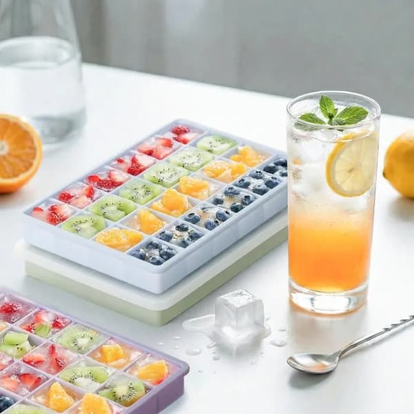 Silicone Ice Cube Trays with Lids, 3-Piece Set, Makes 72 Square Ice Cubes, Perfect for Making Whiskey Ice Cubes.