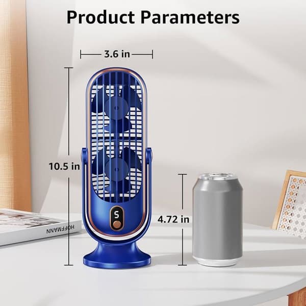 Tårnventilator - Bærbar model - 5 hastigheder - USB genopladelig - Stille 30 dB