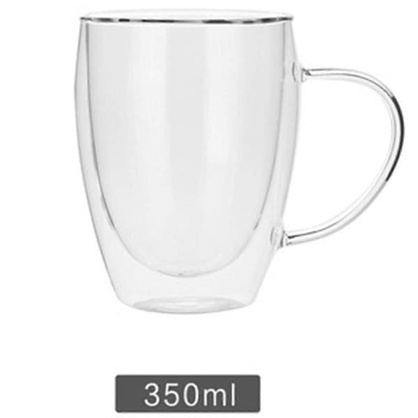Dubbelväggig tekopp i glas Transparent kaffe mjölk vattenmugg 350ml