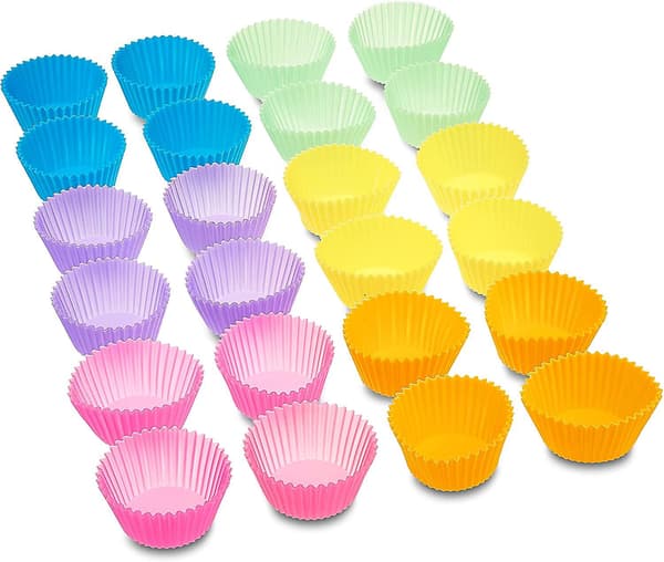 Återanvändbara bakformar i silikon, muffinsformar - 24-pack, flerfärgade
