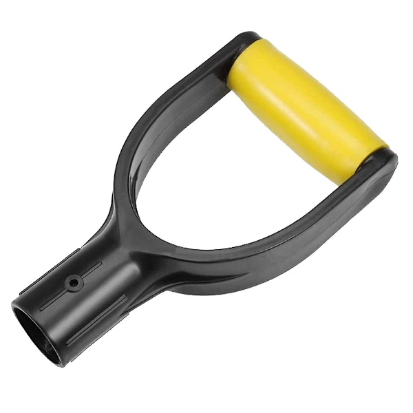 Spadehandtag i Plast med D-Grepp, 32 mm Inre Diameter, Snöspadehandtag, Snöspade, Grävspade (Gul)