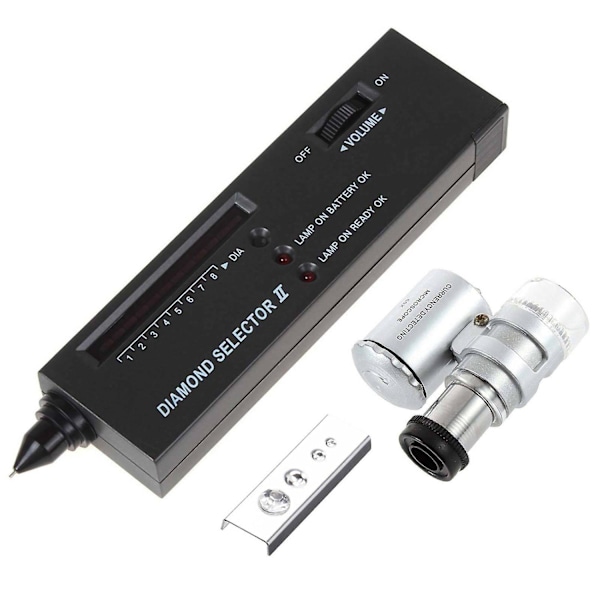Juvelerare Diamantverktygssats: Diamanttestare - 60X Upplyst Lupp