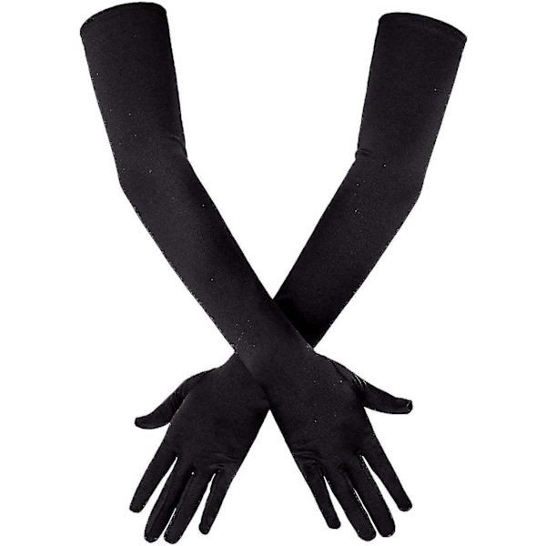Långa Armbågslånga Satinhandskar, 21\" Stretchiga 1920-tals Operahandskar Kvällsfest Danshandskar, Lätt att Använda