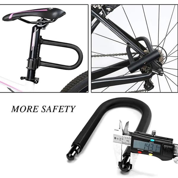 Bicycle U-lock, Cut-Resistant D-Lock with 1.2m Flexible Cable and Mounting Bracket, High Security Lock for Bicycles, E-Bikes, and Motorcycles.