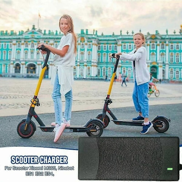 Erstatningslader for elektrisk sparkesykkel, universell kompatibilitet 42V 2A adapter med hurtiglading for M365, Pro2, Mi 3, E22