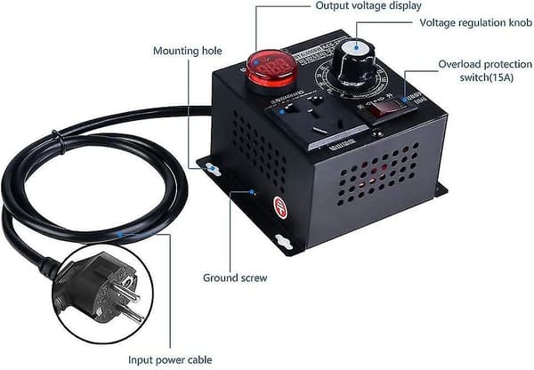 Dimmer, AC 220v 9a 4000w SCR Spenningsregulator Motorvifte Regulator Hastighetskontroller Dimmer