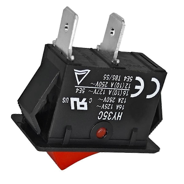 HY35C Tryckknappsbrytare (2-pack)  onOff 2Pin AC 125 250V 16 12A Vippströmbrytare för Industriell El