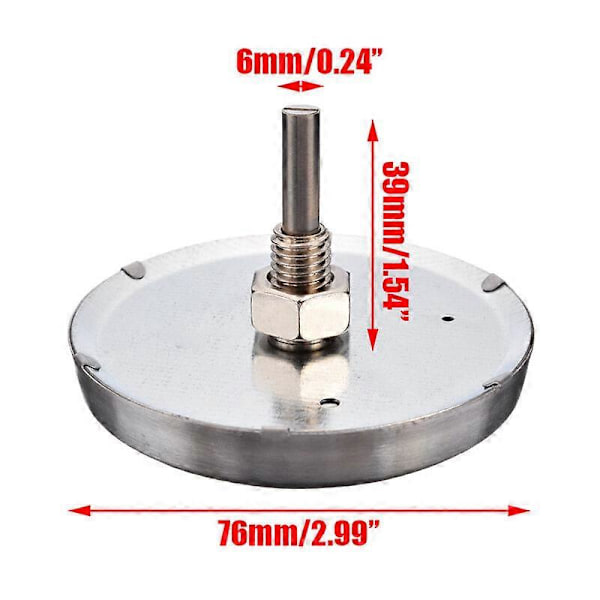 Termometer i rustfritt stål, metalltermometer, for grill i rustfritt stål, gassgrill, (60C -430C)