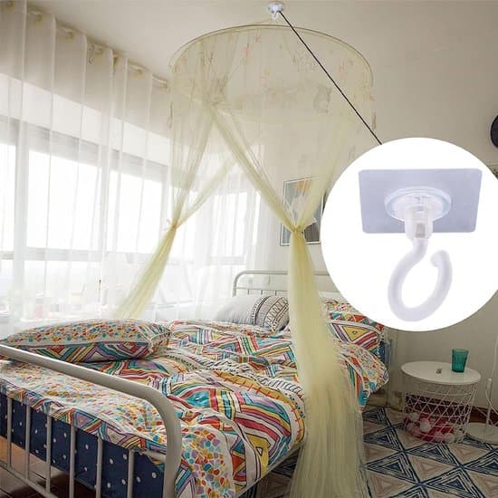 4 Plastic Hooks - 7 x 7 x 8.5 cm - Swivel Ceiling Hooks - Drill-Free Installation - 360°/180° Rotatable - For Ceilings and Walls