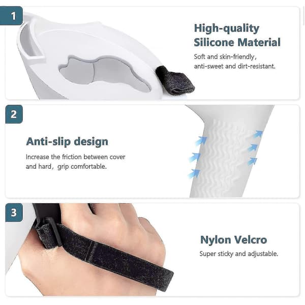 Silikonskal Kompatibelt Med Oculus Quest 2 Controller, Halkfria Tillbehör, Med Justerbar Handrem (vit)