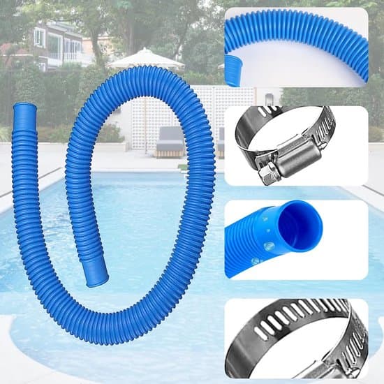 Poolslang - 32 mm, 2 stycken, 150 cm, med 4 metallklämmor, för ovanmarkspool