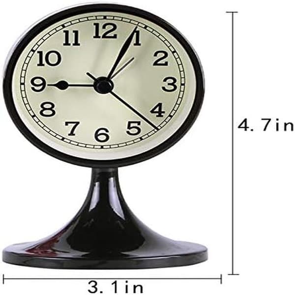 3\" Round Alarm Clock, Analog, Silent, Non-Ticking, for Desk, for Bedroom