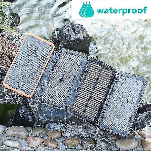 Solcellelader 25000mah Bærbar Eksternt Batteri Med 4 Paneler Vanntett Powerbank Med 2 Usb Utendørs Camping For Telefon Nettbrett Cisea