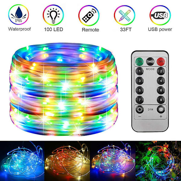 20M/10M Vattentät LED-remsljus Multifärgad utomhusväxling med fjärrkontroll