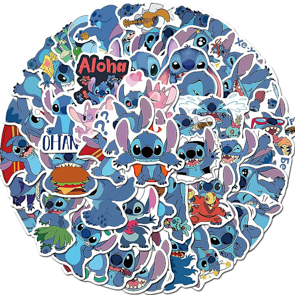 50 stk/sett Lilo & Stitch klistremerker Sett Tegneserie Vanntette Telefon Flaske Bærbar PC Bagasje Dekaler