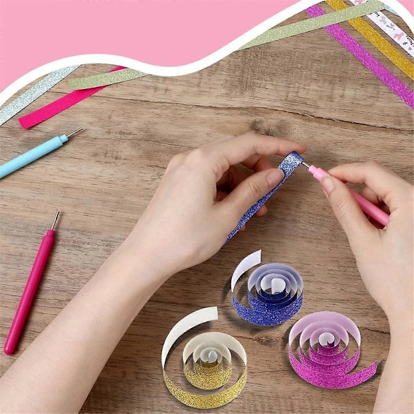 4-pack Quilling-set Quillingverktyg för pappersblommor Hantverk Färgglada pappersremsor Quillingnål Penna DIY Korttillverkning Papper