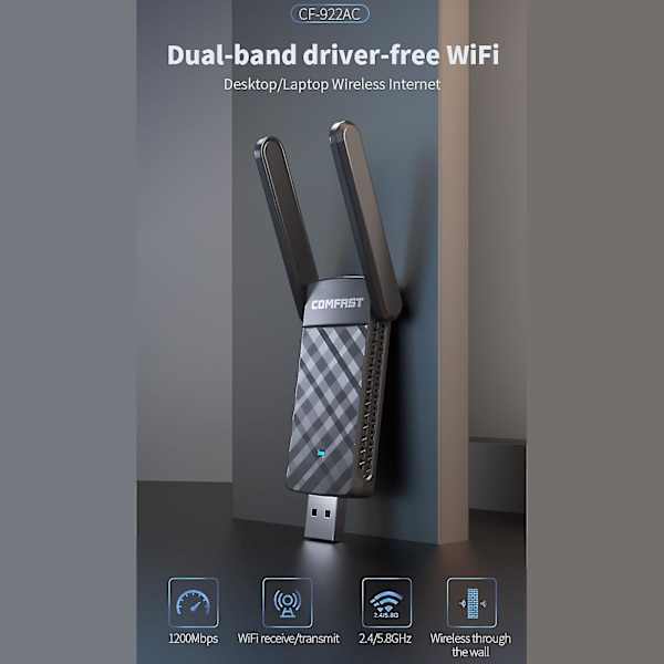 Wifi-vastaanotin Windows Xp:lle Usb Langaton Wifi-kortti Verkkosovitin 2.4g/5ghz