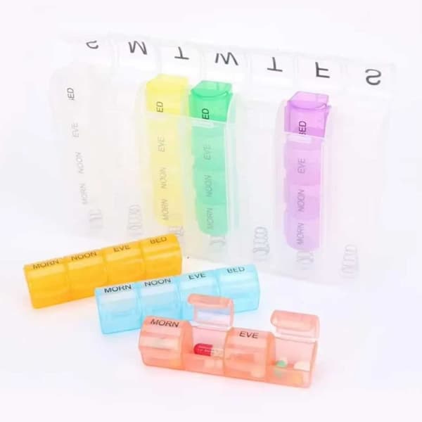 Dosing Box Morning/Evening – Pill Box Week for Medicine and Vitamins