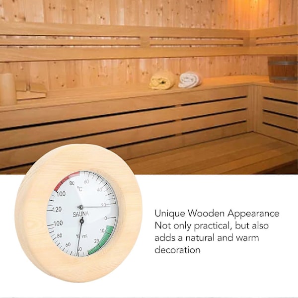 Bastu Hygrotermometer 2 i 1 Väggmonterad Realtidsövervakning Basturumstermometer och Hygrometer