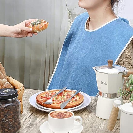 Two-pack premium adult bibs, unisex, suitable for the elderly and disabled, adjustable, terry bibs, machine washable - blue.