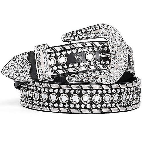 Rhinestonebälte för kvinnor, Bling Studded Läderbälte för Jeansbyxor
