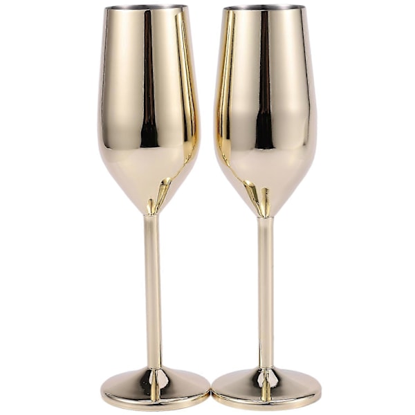 2 st/set Okrossbara Champagneglas i Rostfritt Stål Borstad Guld Bröllopsskål Champagneflöjter Dri