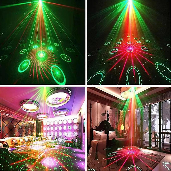 Scenebelysning DJ Disco Laserlys Projektor USB Lampe Bryllup Hjem Jul UV Dekor Scene Ferie Lyd