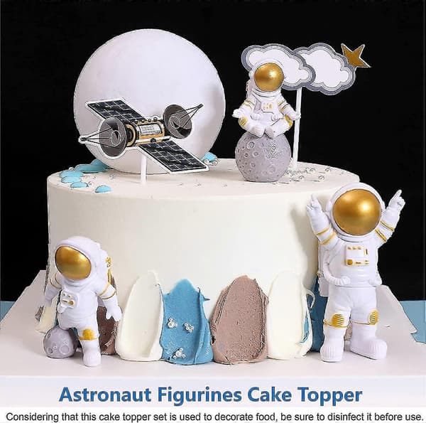 [3 stk.] Astronaut Figurer Kagepynt (gylden)