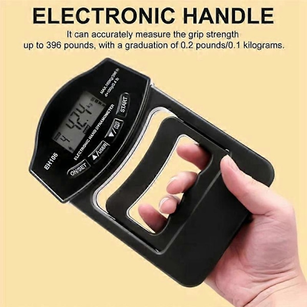 Grip Strength Tester, 396Lbs/180Kg Digital Hånddynamometer Grip Strength Meter USB LCD-skjerm Håndgrep Dynamometer 2025th