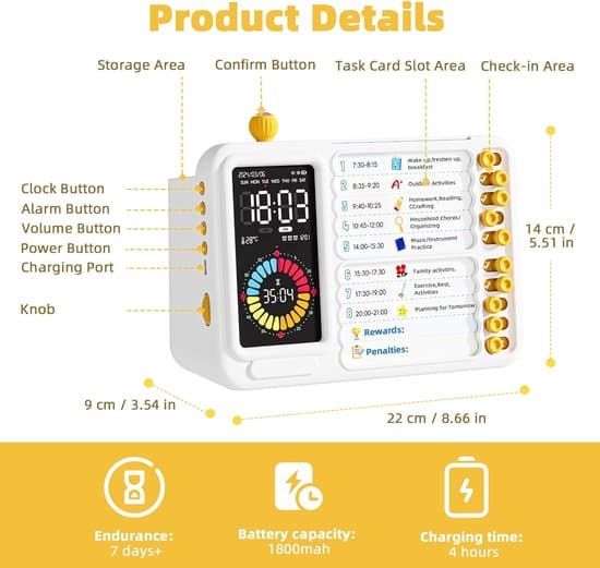 Visual Timer, Digital LED Timer for Kids with ADHD, Suitable for Easy Use by Children, ADHD Aid, Digital Pomodoro Productivity Timer