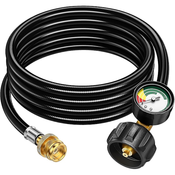 6FT Propanslangadapter 1lb till 20lb Propantankslang med Mätare Propansadapter 20lb till 1lb